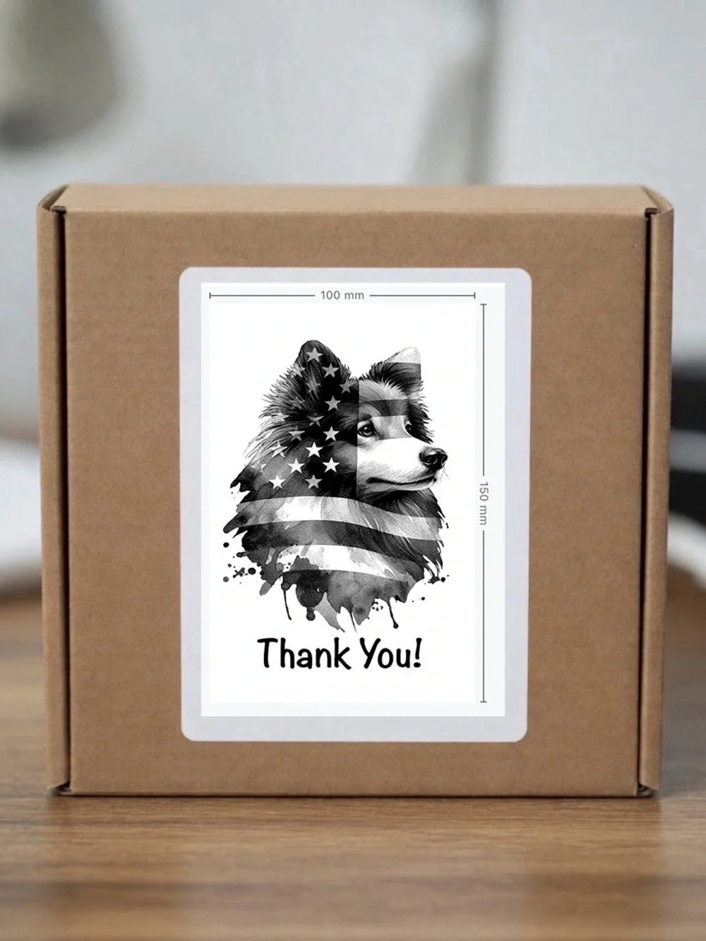 Patriotic Pup Thank You Stickers  4”x6”-100ct.